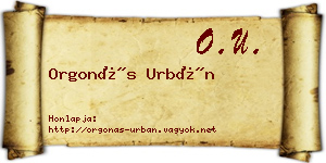 Orgonás Urbán névjegykártya